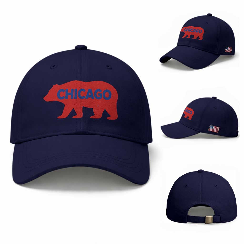 Chicago Baseball Baseball Cap Vintage Distressed Illinois City Pride Baseball Lover TS10 Baseball Cap Universal Fit Dark Blue Print Your Wear