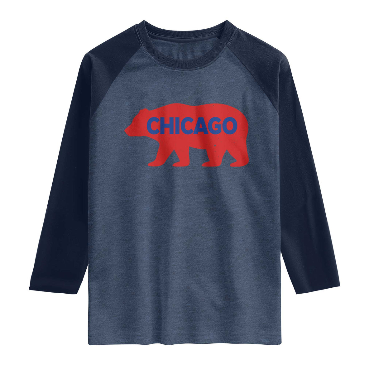 Chicago Baseball Raglan Shirt Vintage Distressed Illinois City Pride Baseball Lover TS10 Heather Denim Navy Print Your Wear