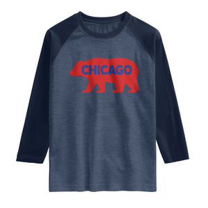 Chicago Baseball Raglan Shirt Vintage Distressed Illinois City Pride Baseball Lover TS10 Heather Denim Navy Print Your Wear