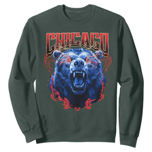 Retro Chicago Sweatshirt Vintage Cub Bootleg Graphic Baseball Fans TS10 Dark Forest Green Print Your Wear