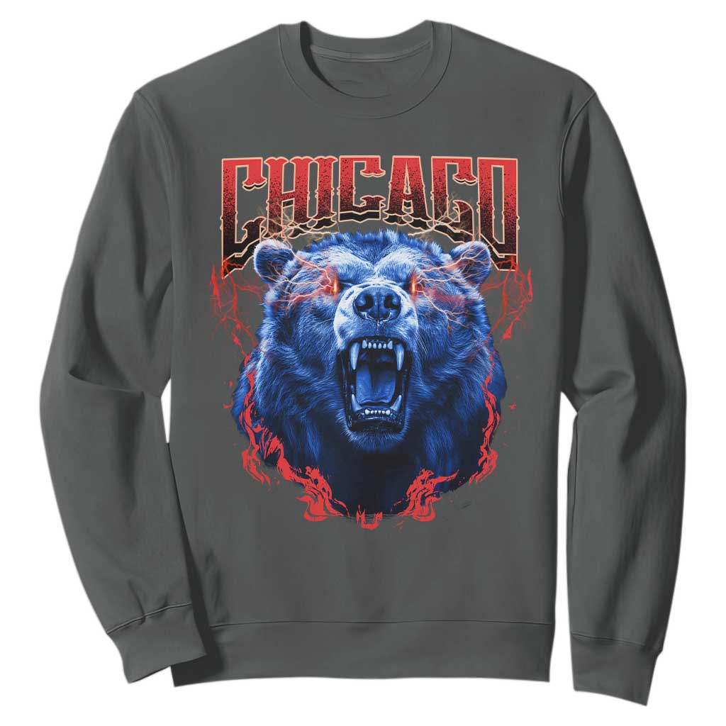 Retro Chicago Sweatshirt Vintage Cub Bootleg Graphic Baseball Fans TS10 Dark Heather Print Your Wear