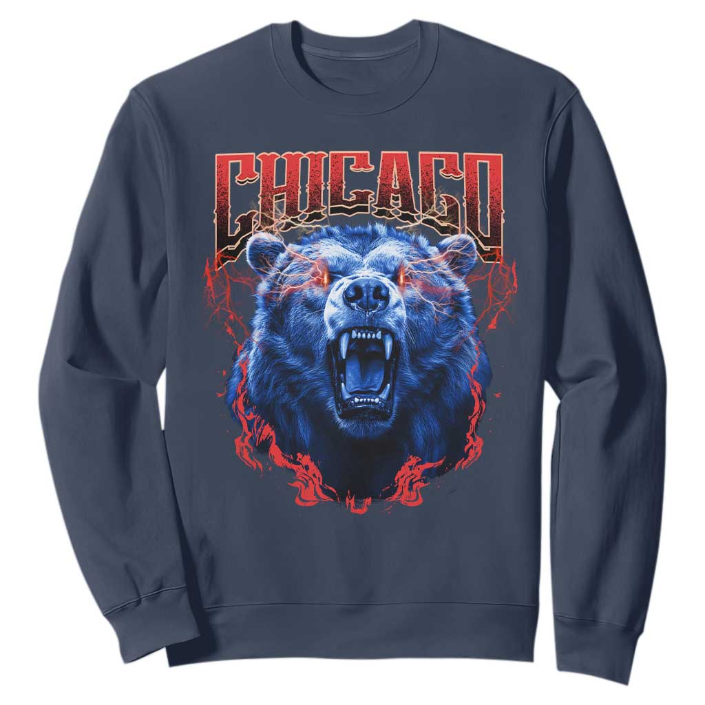 Retro Chicago Sweatshirt Vintage Cub Bootleg Graphic Baseball Fans TS10 Navy Print Your Wear