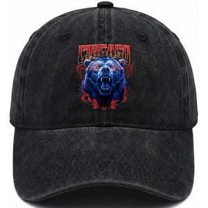 Retro Chicago Washed Cotton Baseball Cap Vintage Cub Bootleg Graphic Baseball Fans TS10 Print Your Wear