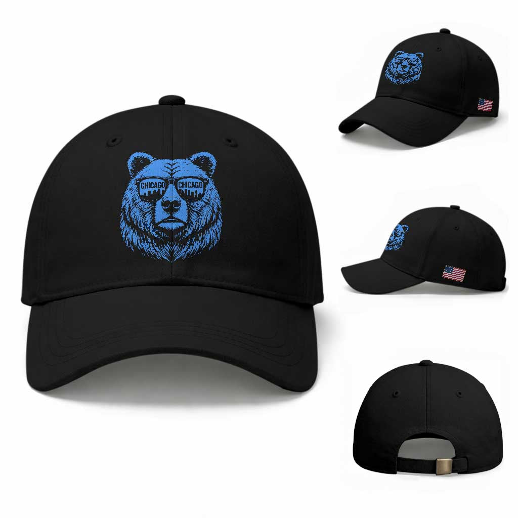 Vintage Chicago Baseball Cap Cub With Sunglasses Baseball Fans TS10 Baseball Cap Universal Fit Black Print Your Wear