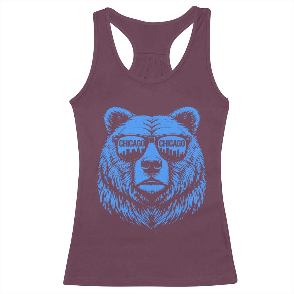 Vintage Chicago Racerback Tank Top Cub With Sunglasses Baseball Fans TS10 Maroon Print Your Wear