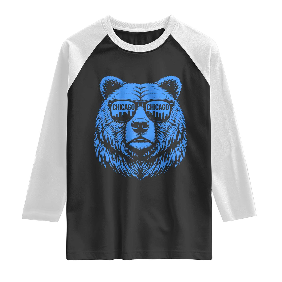 Vintage Chicago Raglan Shirt Cub With Sunglasses Baseball Fans TS10 Black White Print Your Wear