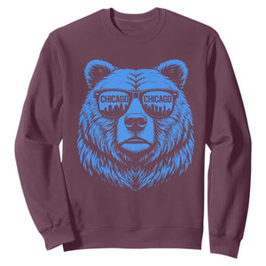 Vintage Chicago Sweatshirt Cub With Sunglasses Baseball Fans TS10 Maroon Print Your Wear