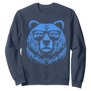 Vintage Chicago Sweatshirt Cub With Sunglasses Baseball Fans TS10 Navy Print Your Wear
