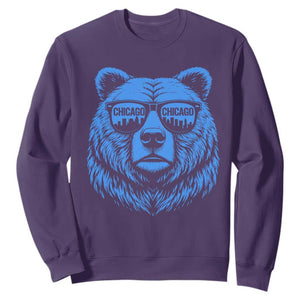 Vintage Chicago Sweatshirt Cub With Sunglasses Baseball Fans TS10 Purple Print Your Wear
