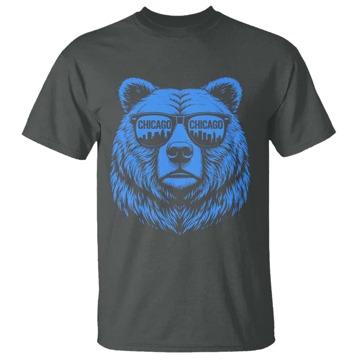 Vintage Chicago T Shirt Cub With Sunglasses Baseball Fans TS10 Dark Heather Print Your Wear