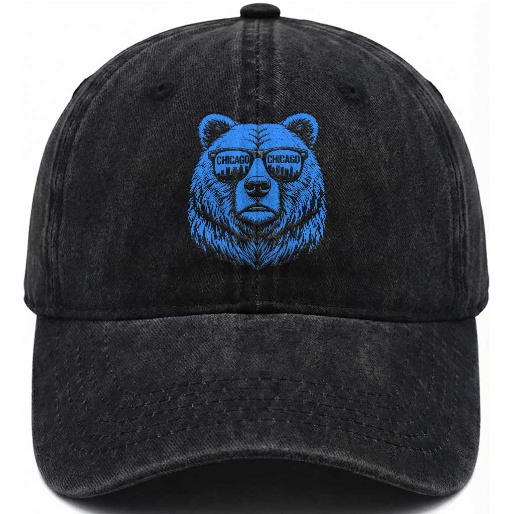 Vintage Chicago Washed Cotton Baseball Cap Cub With Sunglasses Baseball Fans TS10 Print Your Wear