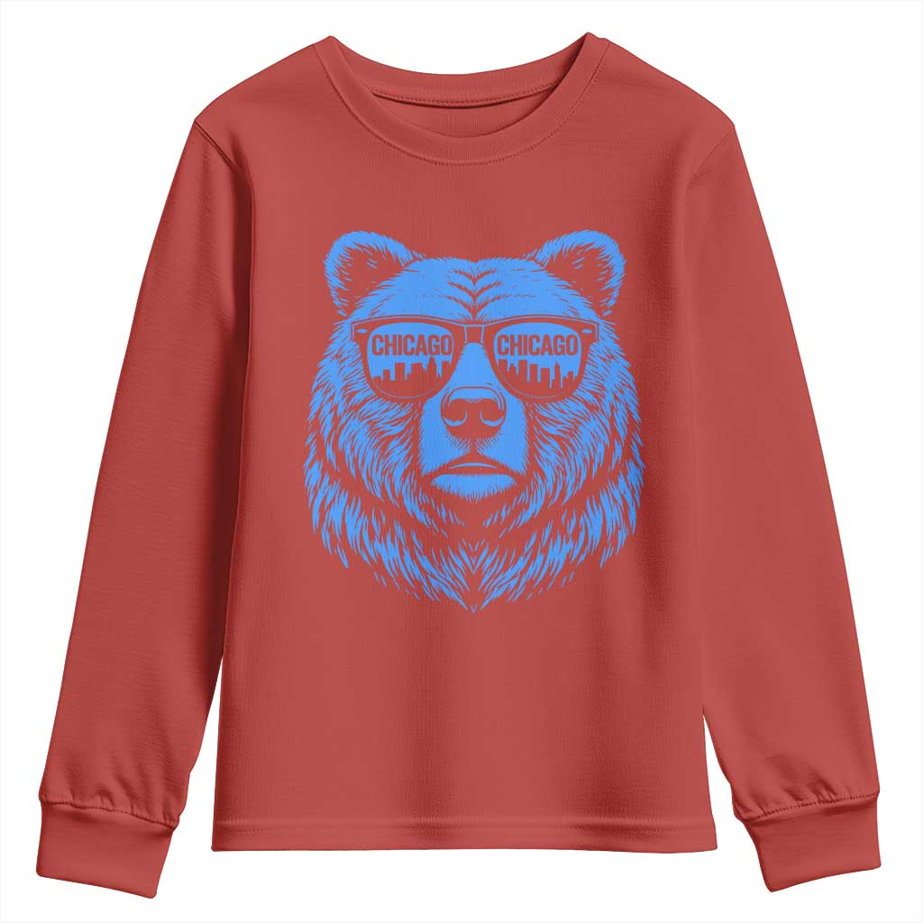 Vintage Chicago Youth Sweatshirt Cub With Sunglasses Baseball Fans TS10 Red Print Your Wear