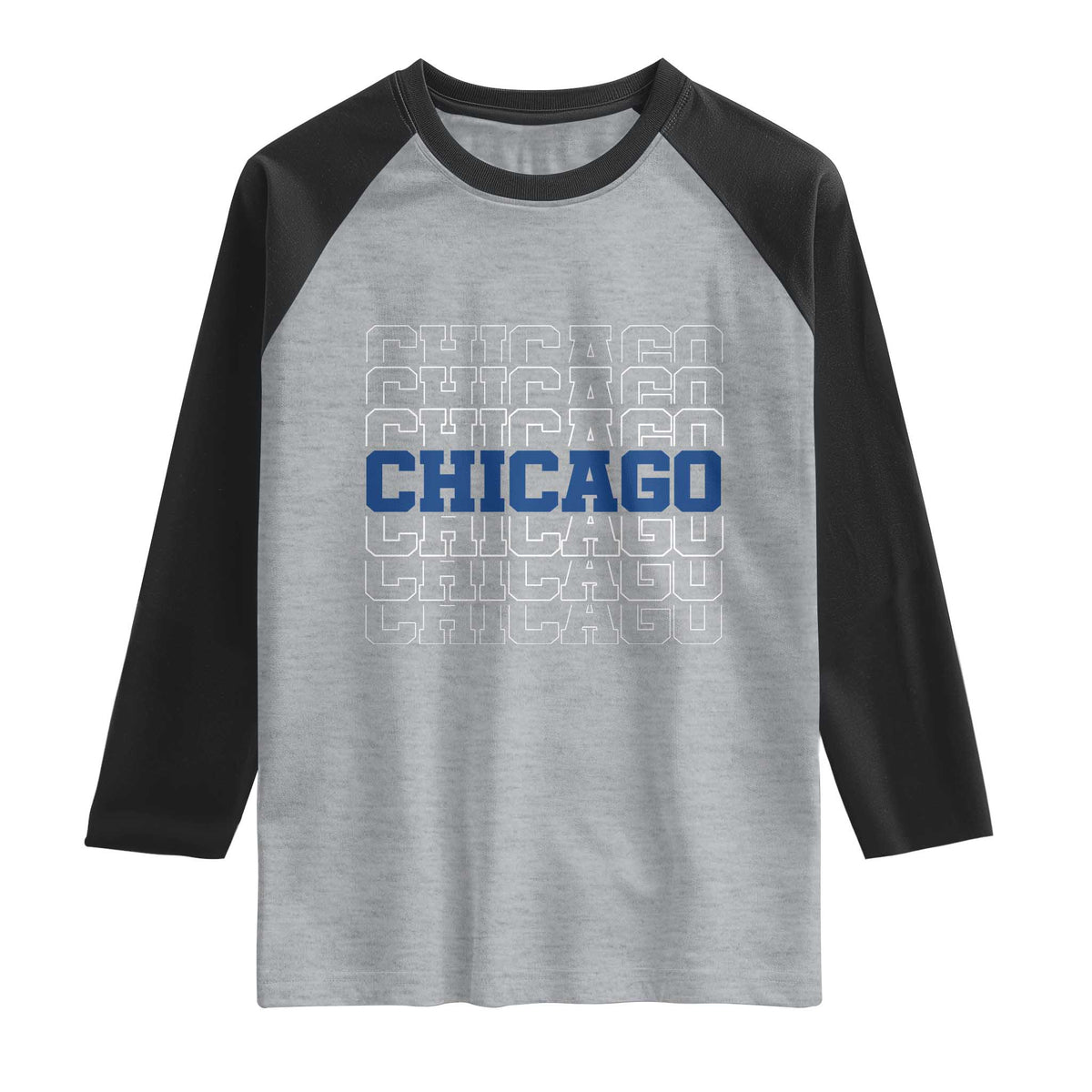 Vintage Chicago Graphic Raglan Shirt State Pride Baseball Lover TS10 Heather Gray Black Print Your Wear