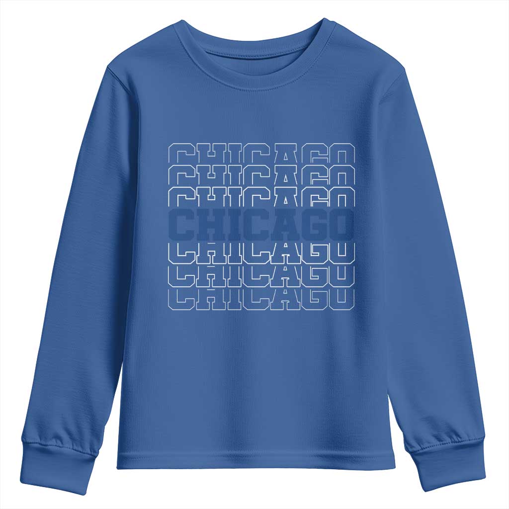 Vintage Chicago Graphic Youth Sweatshirt State Pride Baseball Lover TS10 Royal Blue Print Your Wear