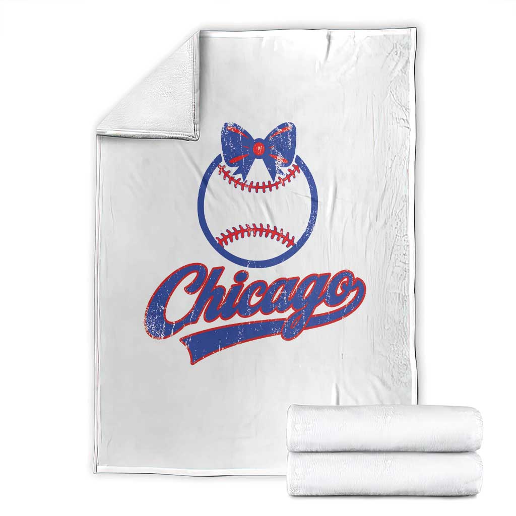 Chicago Coquette Bow Throw Blanket Cute Girls Kids Women Baseball Fans TS10 White Print Your Wear