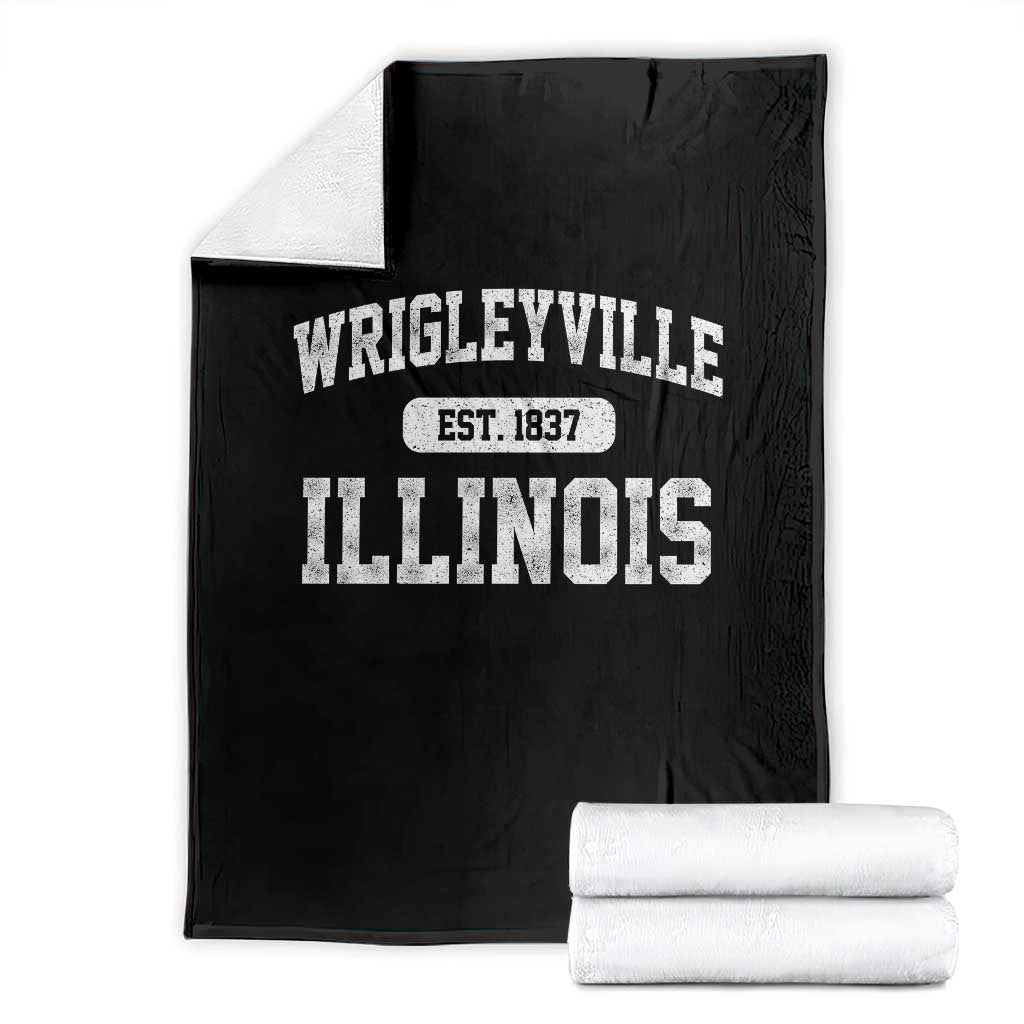 Wrigleyville Illinois Throw Blanket Vintage Chicago Classic Distressed Baseball Fan Gift TS10 Black Print Your Wear