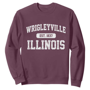 Wrigleyville Illinois Sweatshirt Vintage Chicago Classic Distressed Baseball Fan Gift TS10 Maroon Print Your Wear