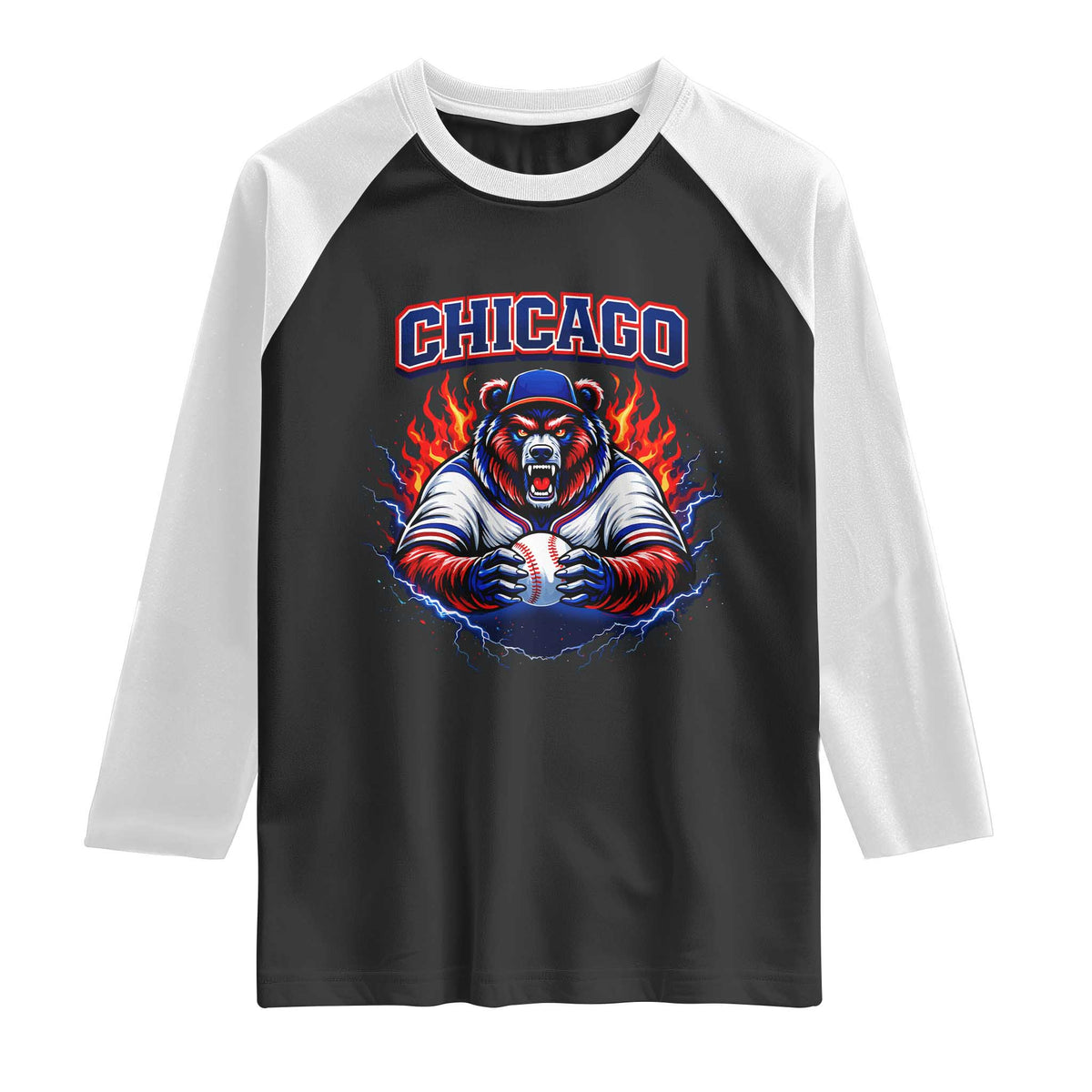 Vintage Chicago Raglan Shirt Retro Baseball Fans TS10 Black White Print Your Wear