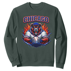 Vintage Chicago Sweatshirt Retro Baseball Fans TS10 Dark Forest Green Print Your Wear
