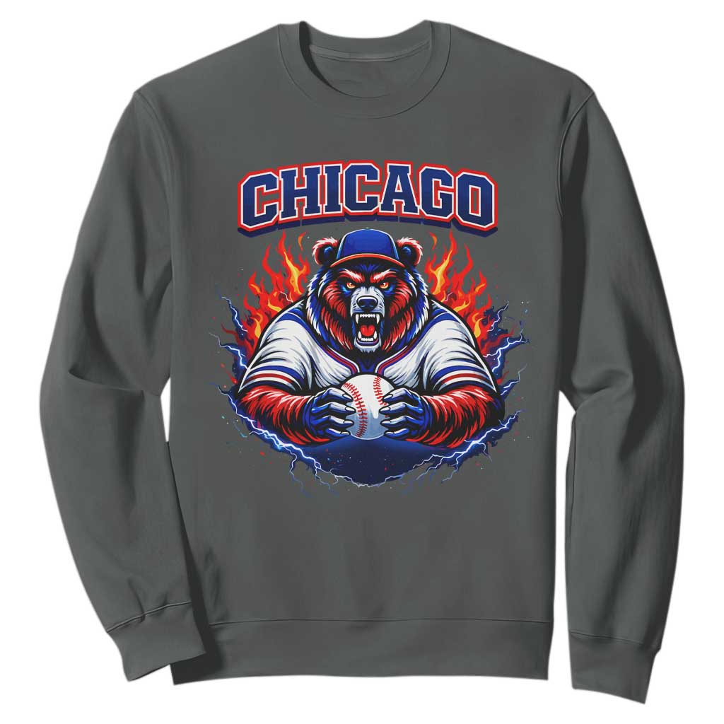 Vintage Chicago Sweatshirt Retro Baseball Fans TS10 Dark Heather Print Your Wear