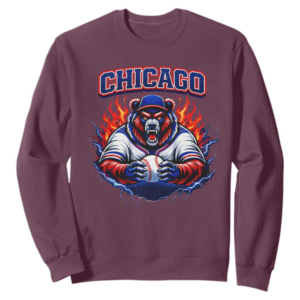 Vintage Chicago Sweatshirt Retro Baseball Fans TS10 Maroon Print Your Wear