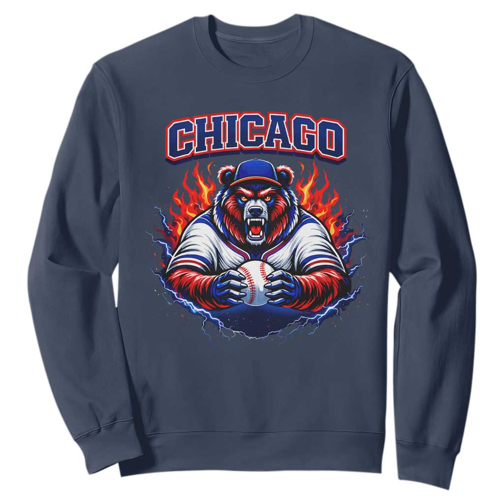 Vintage Chicago Sweatshirt Retro Baseball Fans TS10 Navy Print Your Wear