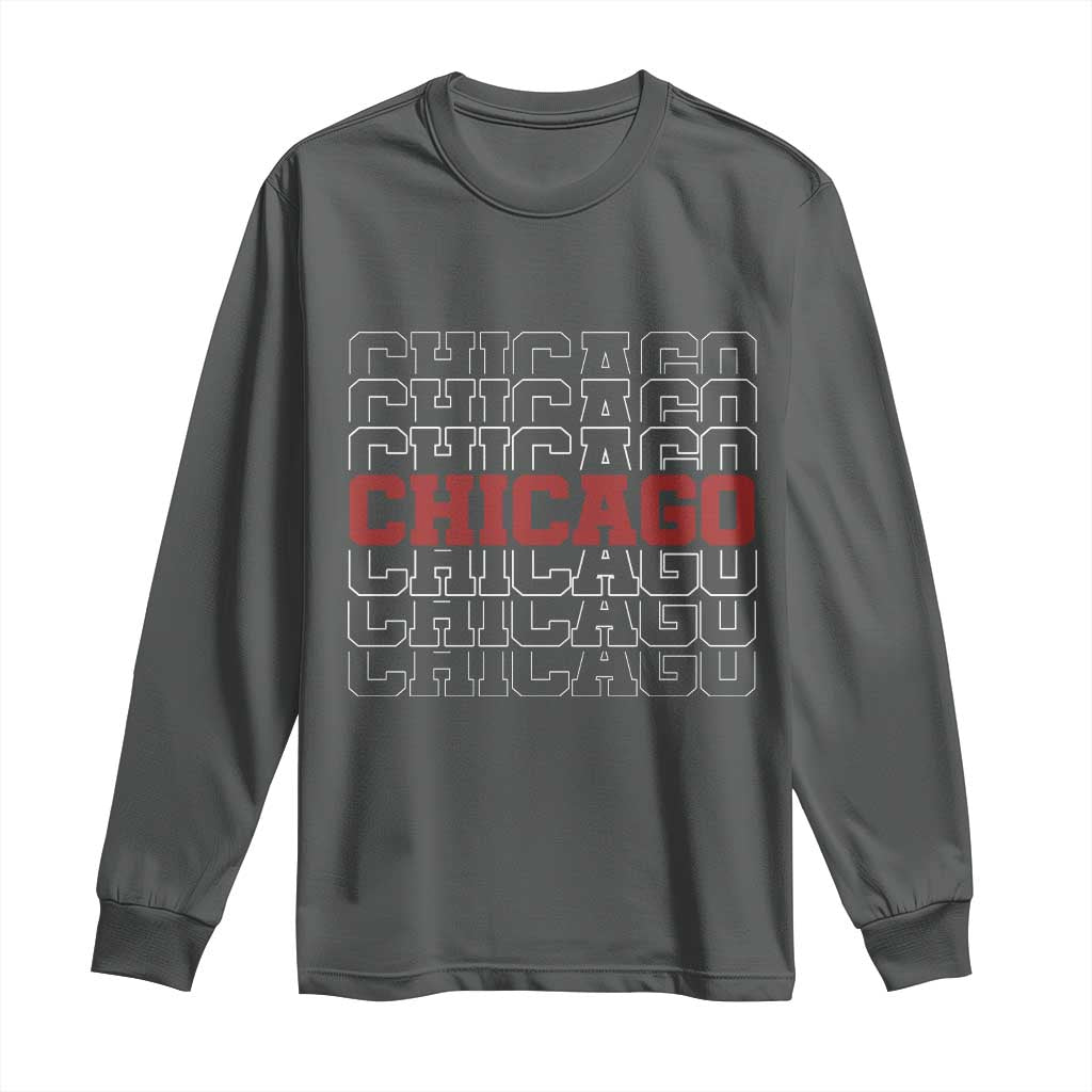 Vintage Chicago Graphic Long Sleeve Shirt US State Pride Baseball Lover TS10 Dark Heather Print Your Wear