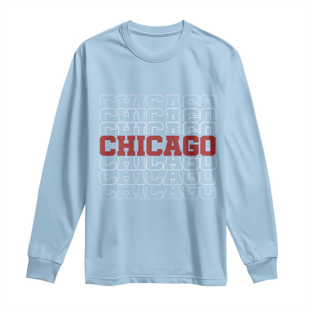 Vintage Chicago Graphic Long Sleeve Shirt US State Pride Baseball Lover TS10 Light Blue Print Your Wear