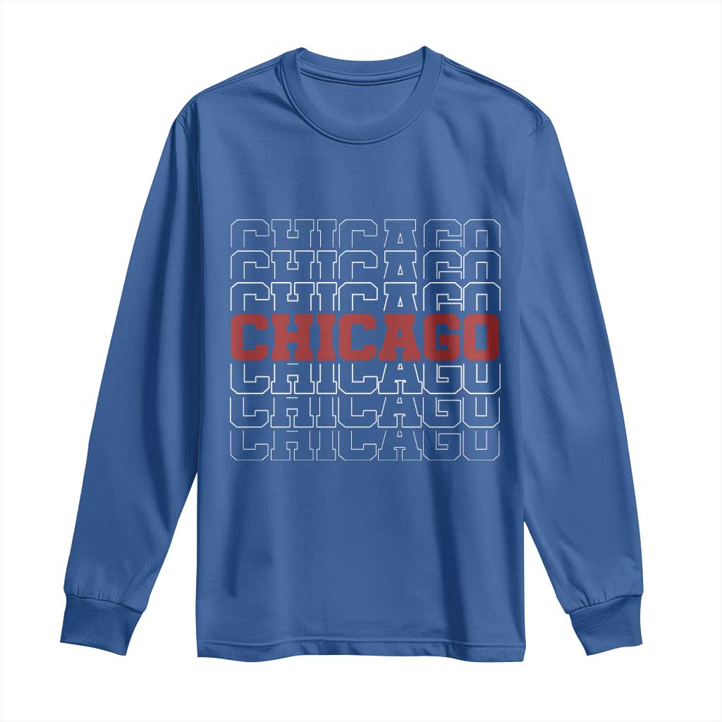 Vintage Chicago Graphic Long Sleeve Shirt US State Pride Baseball Lover TS10 Royal Blue Print Your Wear