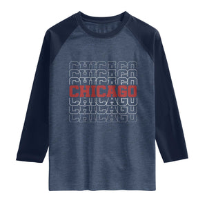 Vintage Chicago Graphic Raglan Shirt US State Pride Baseball Lover TS10 Heather Denim Navy Print Your Wear