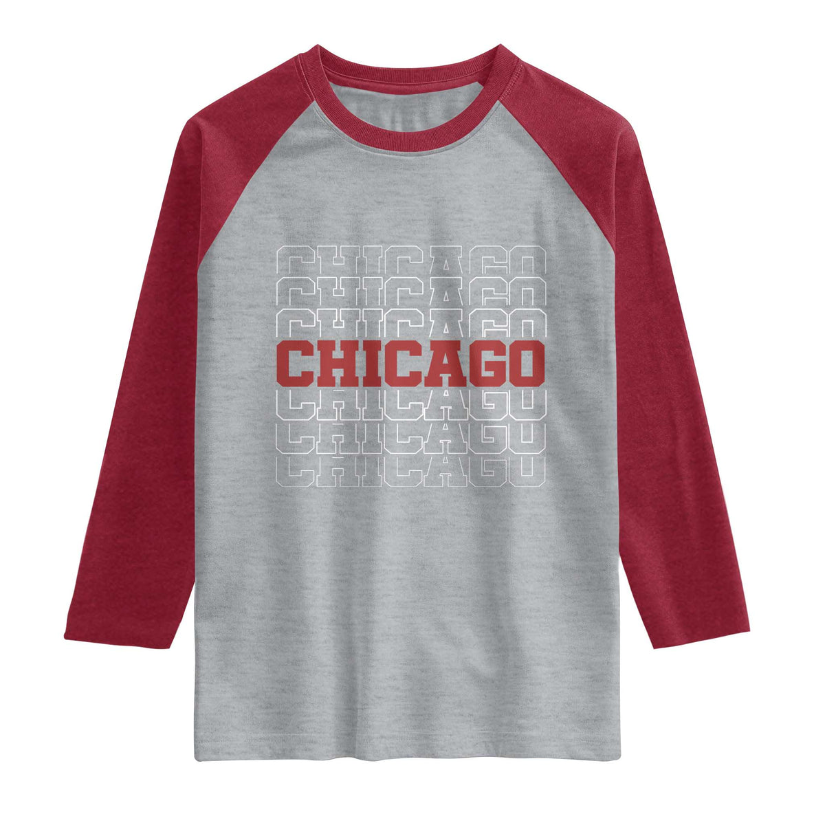 Vintage Chicago Graphic Raglan Shirt US State Pride Baseball Lover TS10 Heather Gray Heather Red Print Your Wear