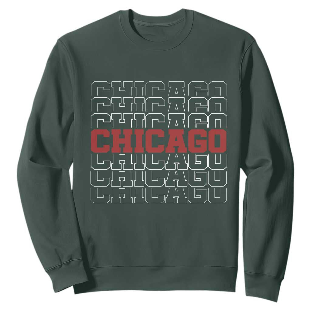 Vintage Chicago Graphic Sweatshirt US State Pride Baseball Lover TS10 Dark Forest Green Print Your Wear