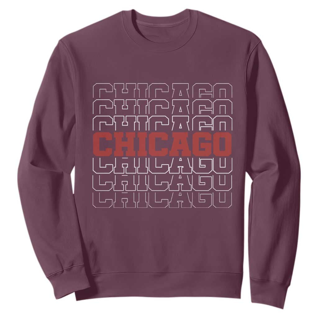 Vintage Chicago Graphic Sweatshirt US State Pride Baseball Lover TS10 Maroon Print Your Wear