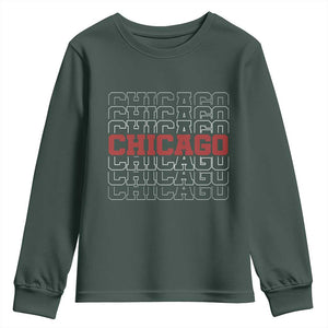 Vintage Chicago Graphic Youth Sweatshirt US State Pride Baseball Lover TS10 Dark Forest Green Print Your Wear