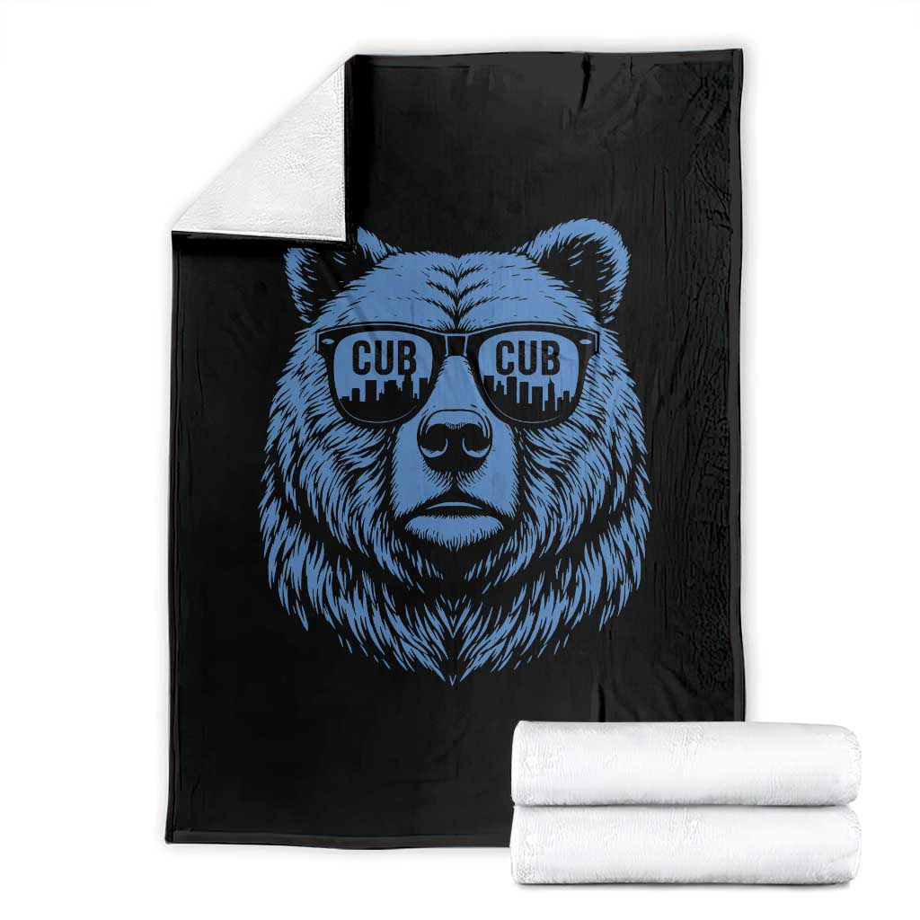 Vintage Cub Throw Blanket With Sunglasses Retro Baseball Fans TS10 Black Print Your Wear