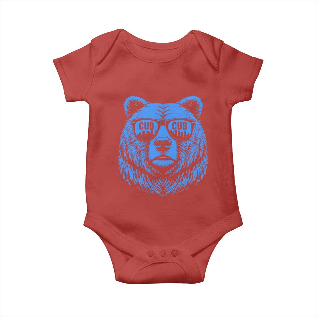 Vintage Cub Baby Onesie With Sunglasses Retro Baseball Fans TS10 Red Print Your Wear