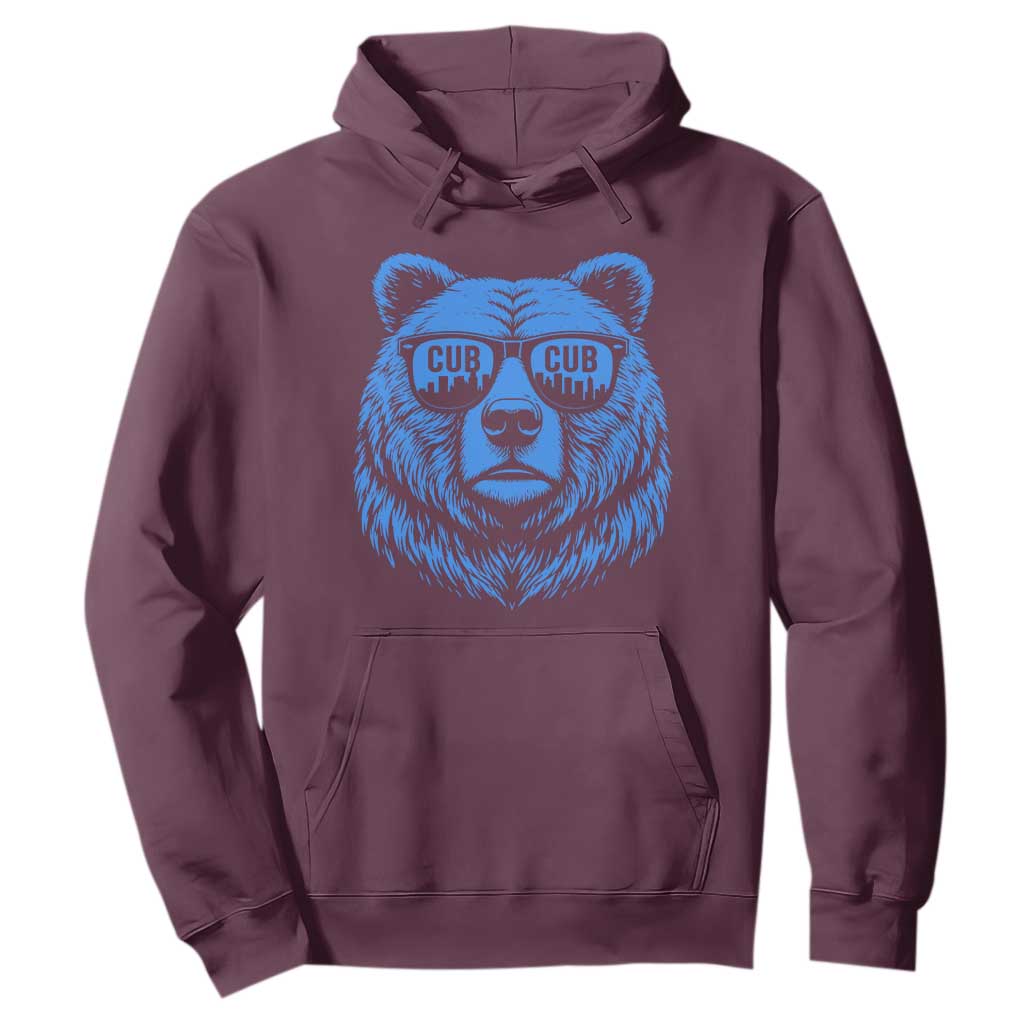 Vintage Cub Hoodie With Sunglasses Retro Baseball Fans TS10 Maroon Print Your Wear