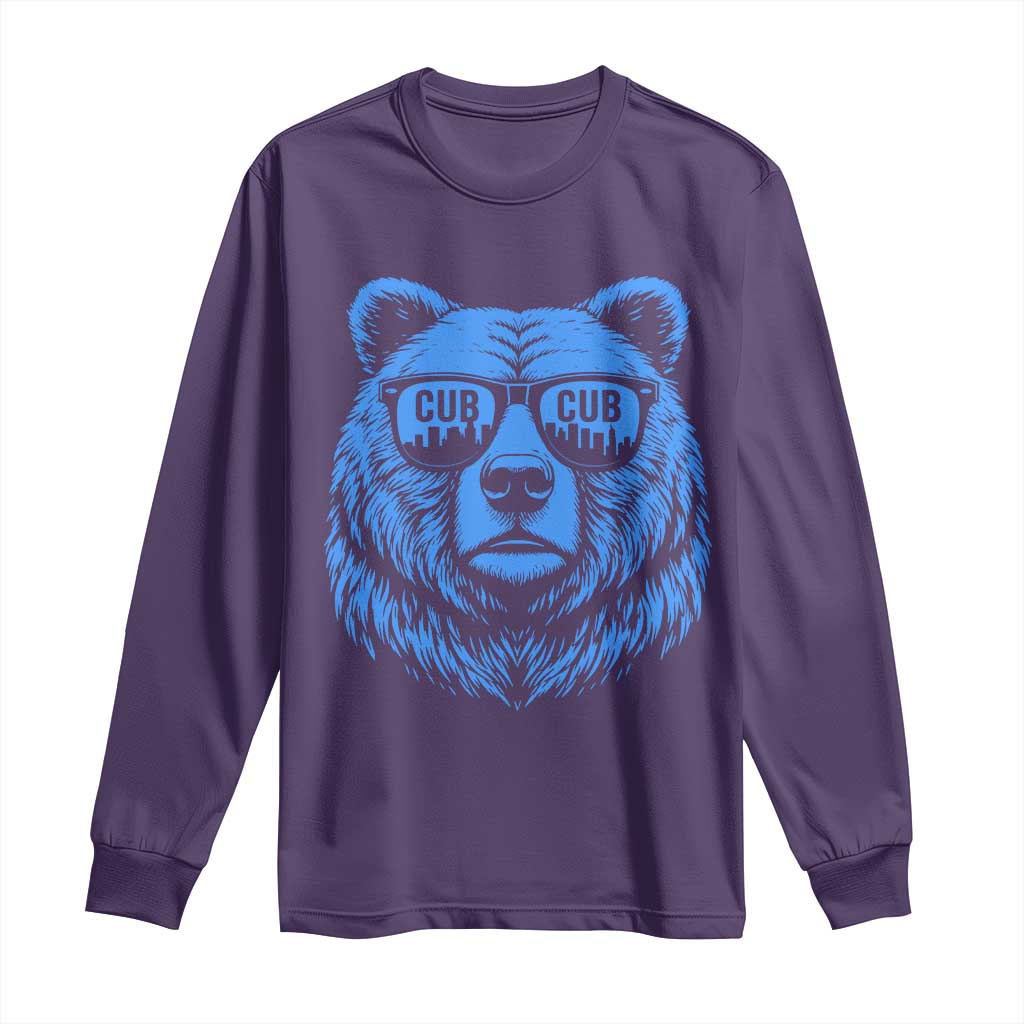 Vintage Cub Long Sleeve Shirt With Sunglasses Retro Baseball Fans TS10 Purple Print Your Wear