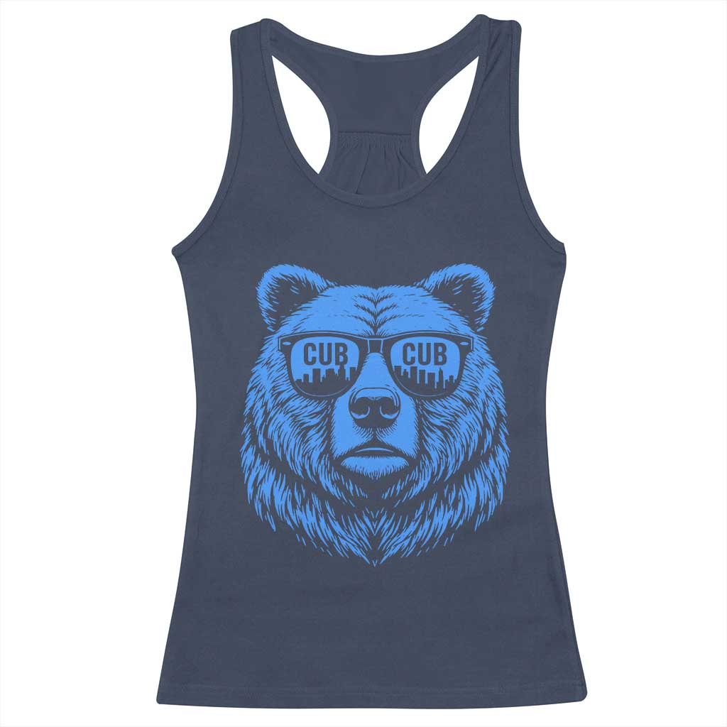 Vintage Cub Racerback Tank Top With Sunglasses Retro Baseball Fans TS10 Navy Print Your Wear