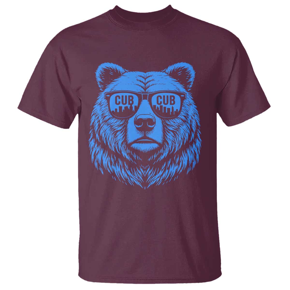 Vintage Cub T Shirt With Sunglasses Retro Baseball Fans TS10 Maroon Print Your Wear