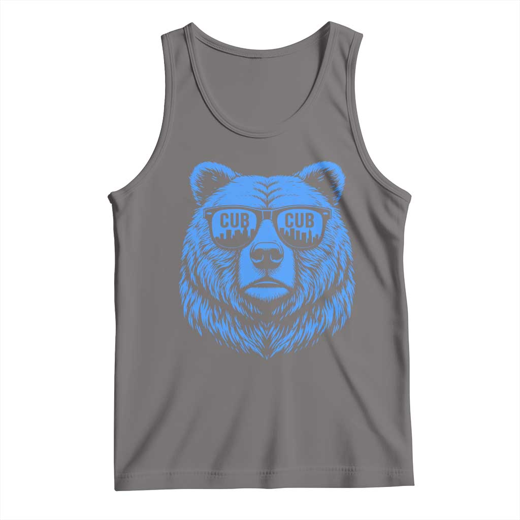 Vintage Cub Tank Top With Sunglasses Retro Baseball Fans TS10 Deep Heather Print Your Wear