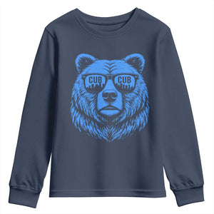 Vintage Cub Youth Sweatshirt With Sunglasses Retro Baseball Fans TS10 Navy Print Your Wear