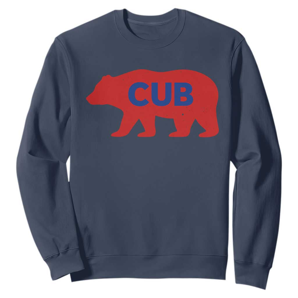 Vintage Cub Sweatshirt Retro Sports Bear Baseball Fans TS10 Navy Print Your Wear