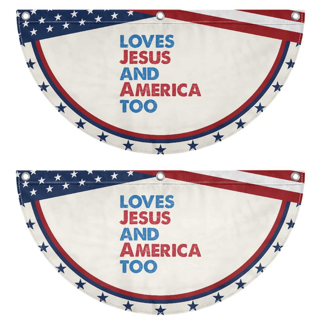 Loves Jesus and America Too Patriotic Fan Flag 4th of July TS10 2pcs pack Classic Beige Print Your Wear
