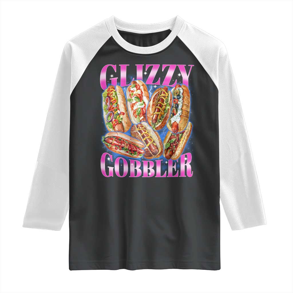 Glizzy Gobbler Hot Dog Meme Raglan Shirt Meme Hilarious Hotdog Glizzy Lovers TS10 Black White Print Your Wear