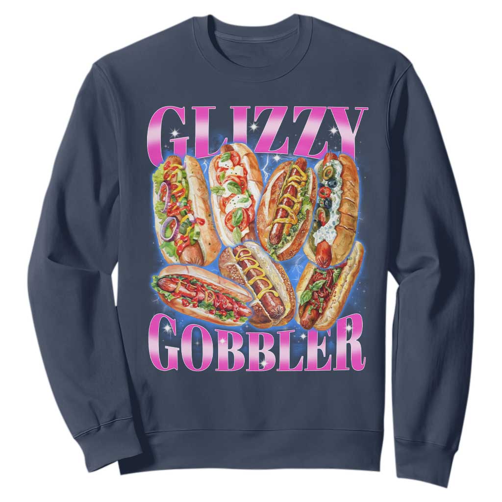Glizzy Gobbler Hot Dog Meme Sweatshirt Meme Hilarious Hotdog Glizzy Lovers TS10 Navy Print Your Wear
