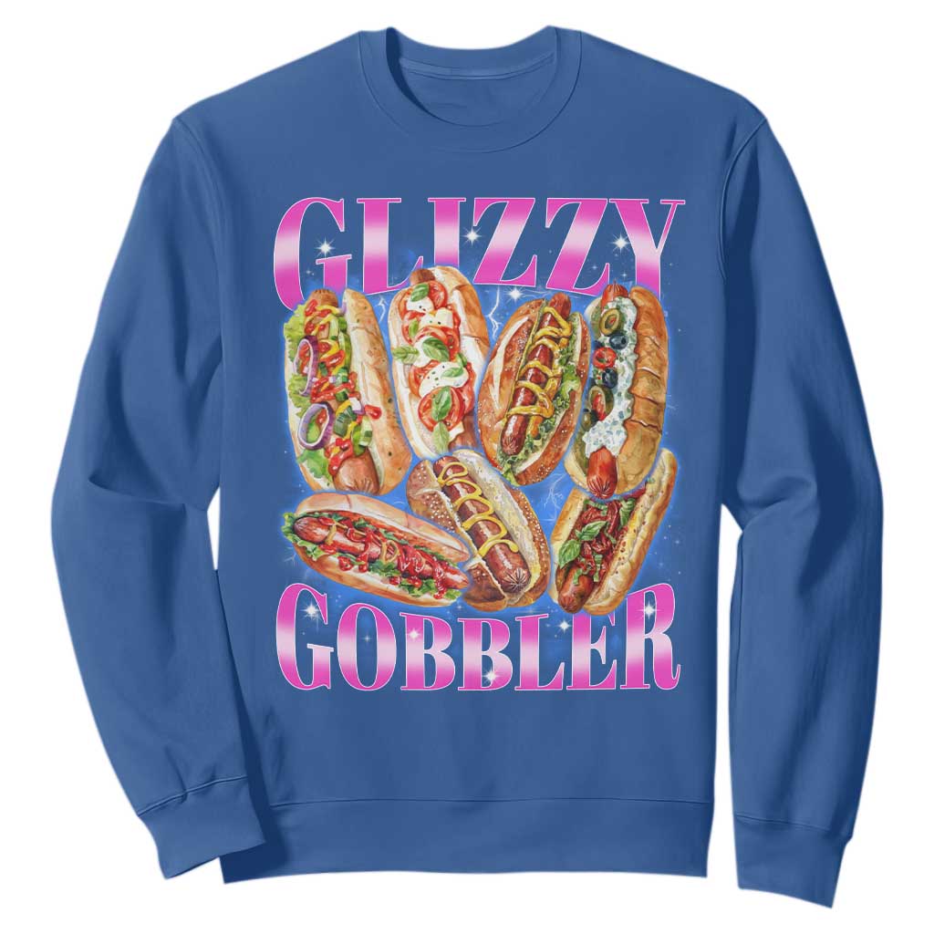 Glizzy Gobbler Hot Dog Meme Sweatshirt Meme Hilarious Hotdog Glizzy Lovers TS10 Royal Blue Print Your Wear