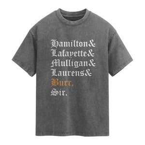 Hamilton Laurens Lafayette Mulligan Burr Sir Washed Cotton T-Shirt