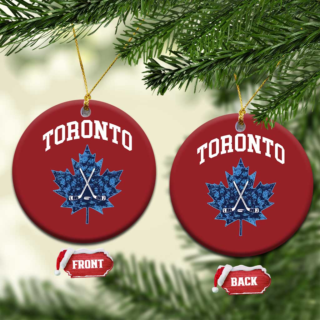 Vintage Canada Hockey Christmas Ornament Maple Leafs TS10 Circle Red Print Your Wear