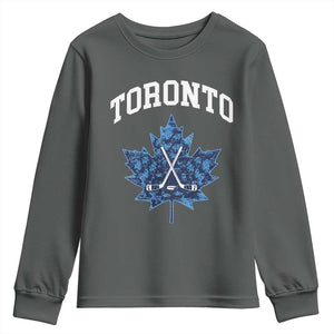 Vintage Canada Hockey Youth Sweatshirt Maple Leafs TS10 Dark Heather Print Your Wear